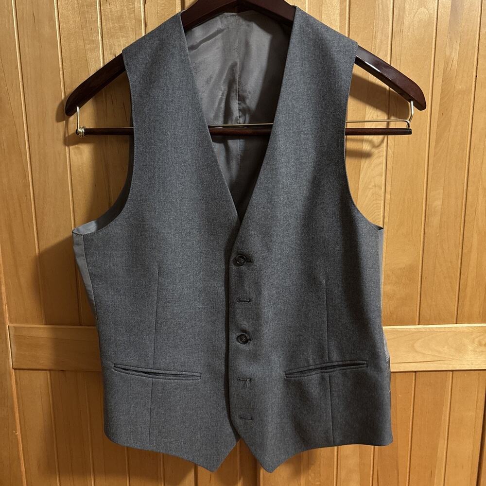Yves Saint Laurent YSL Men's Suit Vest Waistcoat Gray Wool Vintage SZ Med